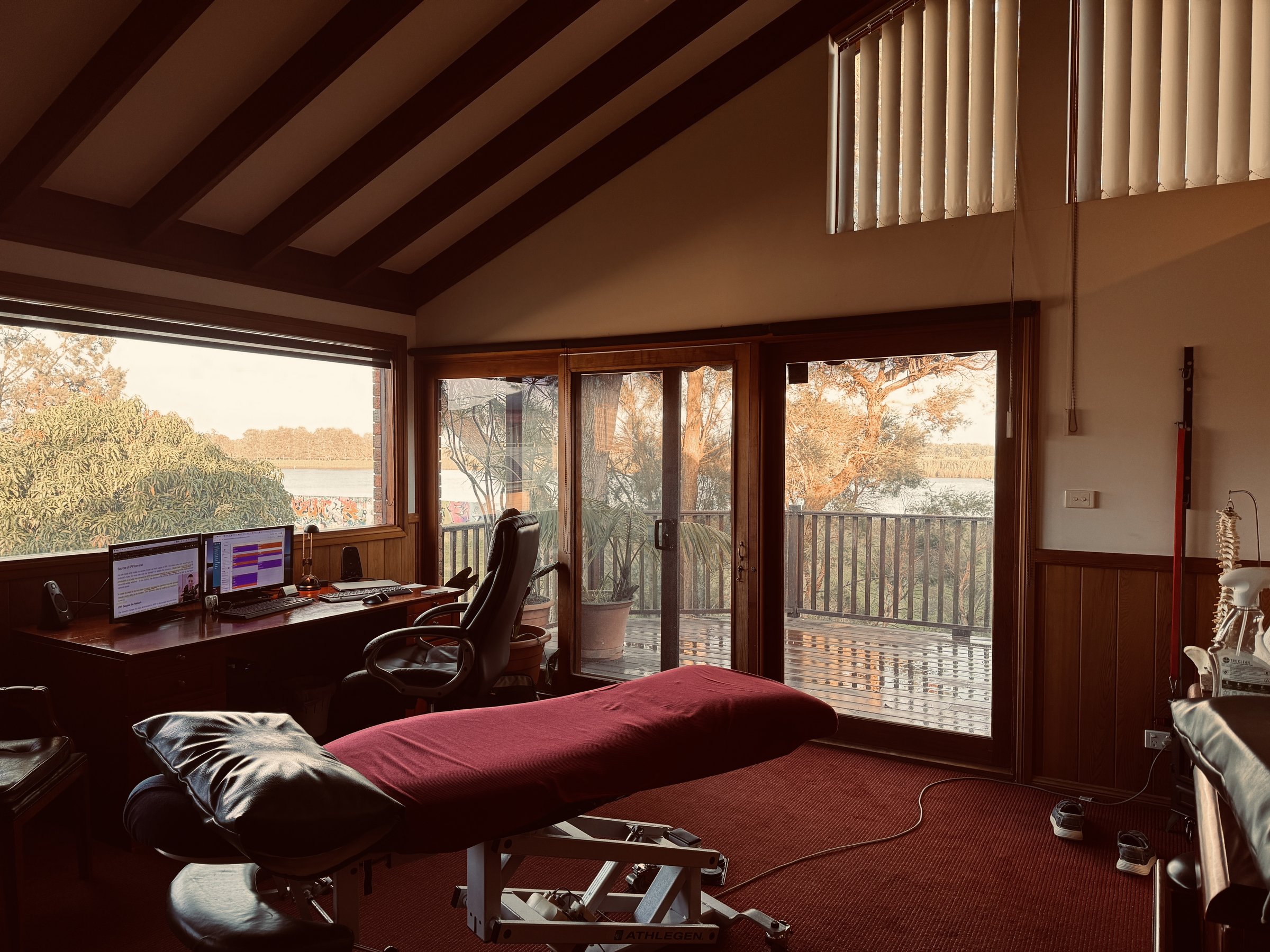 Progressive Osteopathics treatment room with river views at Raymond Terrace